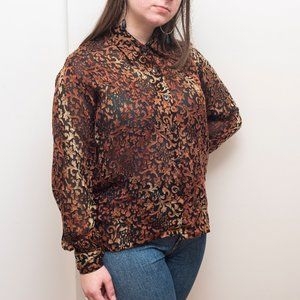 VINTAGE PRINT CHIFFON BUTTON DOWN